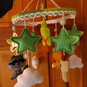 Green and Gold Star Baby Mobile